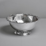 Large hand-raised Arts & Crafts-style silver centrepiece bowl