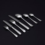 Set of hand-forged George IV Old English Thread silver cutlery for 12