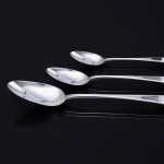 Set of hand-forged George IV Old English Thread silver cutlery for 12