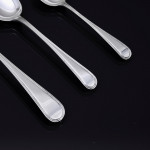 Set of hand-forged George IV Old English Thread silver cutlery for 12