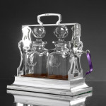 Two-bottle Edwardian silver tantalus set