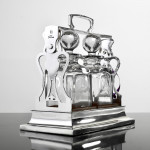 Two-bottle Edwardian silver tantalus set