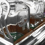 Two-bottle Edwardian silver tantalus set