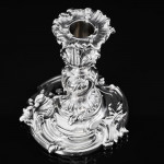 Set of six antique French rococo dwarf silver candlesticks
