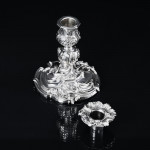 Set of six antique French rococo dwarf silver candlesticks
