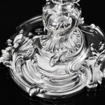 Set of six antique French rococo dwarf silver candlesticks
