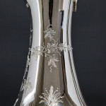 Excellent silver wine jug & matching goblets in oak chest