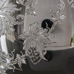 Excellent silver wine jug & matching goblets in oak chest