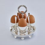 Four-cup Victorian silver egg cruet set