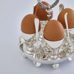 Four-cup Victorian silver egg cruet set