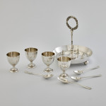 Four-cup Victorian silver egg cruet set