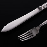Extensive set of one-date-&-maker Laurel & Ribbon pattern silver cutlery for 12