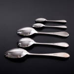 Extensive set of one-date-&-maker Laurel & Ribbon pattern silver cutlery for 12