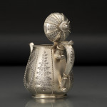 Exceptional quality three-piece Victorian parcel-gilt tea set