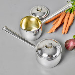 Rare pair of small antique silver saucepans & covers