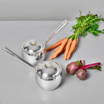 Rare pair of small antique silver saucepans & covers