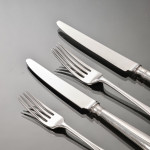 Set of Victorian hand-forged Old English silver cutlery for 12 in a canteen