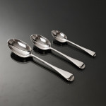 Set of Victorian hand-forged Old English silver cutlery for 12 in a canteen