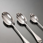 Set of Victorian hand-forged Old English silver cutlery for 12 in a canteen