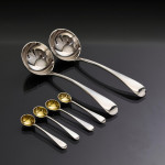 Set of Victorian hand-forged Old English silver cutlery for 12 in a canteen