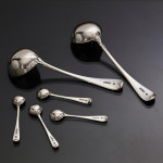 Set of Victorian hand-forged Old English silver cutlery for 12 in a canteen