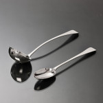 Set of Victorian hand-forged Old English silver cutlery for 12 in a canteen