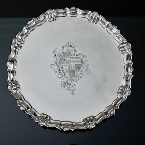 Large George II pie-crust silver salver