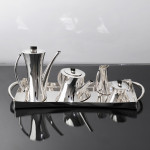 5-piece postmodern silver tea & coffee set & tray