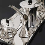 5-piece postmodern silver tea & coffee set & tray