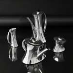 5-piece postmodern silver tea & coffee set & tray