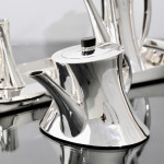 5-piece postmodern silver tea & coffee set & tray