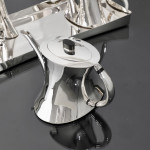 5-piece postmodern silver tea & coffee set & tray