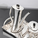 5-piece postmodern silver tea & coffee set & tray