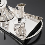 5-piece postmodern silver tea & coffee set & tray