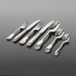 Hand-forged antique Fiddle Thread & Shell silver cutlery for 12