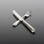 Hand-forged antique Fiddle Thread & Shell silver cutlery for 12