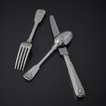 Hand-forged antique Fiddle Thread & Shell silver cutlery for 12