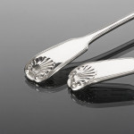 Hand-forged antique Fiddle Thread & Shell silver cutlery for 12