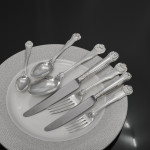 Set of antique hand-forged Kings Husk pattern silver cutlery for 12