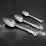 Set of antique hand-forged Kings Husk pattern silver cutlery for 12
