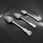 Set of antique hand-forged Kings Husk pattern silver cutlery for 12