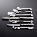 Victorian hand-forged silver Queens pattern silver cutlery for 24 in canteen