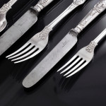 Victorian hand-forged silver Queens pattern silver cutlery for 24 in canteen