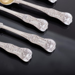Victorian hand-forged silver Queens pattern silver cutlery for 24 in canteen