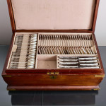 Victorian hand-forged silver Queens pattern silver cutlery for 24 in canteen