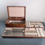 Victorian hand-forged silver Queens pattern silver cutlery for 24 in canteen