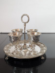 Four-cup Victorian silver-plated egg cruet set