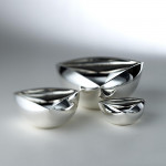 Large triangular-topped silver bowl
