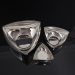 Large triangular-topped silver bowl