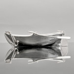 Silver-plated clinker rowing boat model